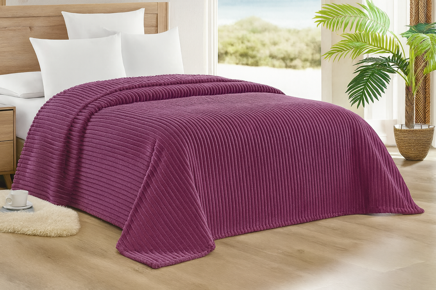 Striata Ribbed Corduroy Blanket – Ultra-Soft Plush Bed Blanket – Queen 90" x 90", King 108" x 90" – Multiple Colors