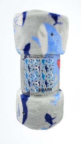 Shark Baby by Decor&More Extra Soft Throw Blanket (50" x 60") - Blue and Grey Sharks