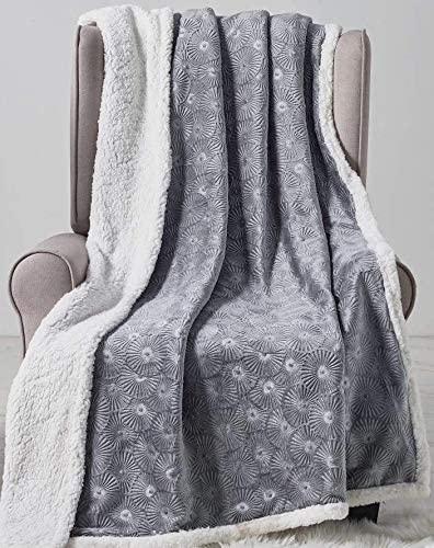 Décor&More Bon Iver Collection Extra Soft Bursting Fireworks Embossed Microplush Throw Blanket with Sherpa Backing (50" x 60")