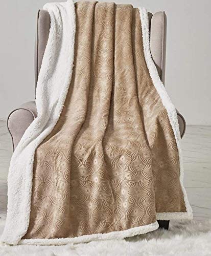 Décor&More Bon Iver Collection Extra Soft Bursting Fireworks Embossed Microplush Throw Blanket with Sherpa Backing (50" x 60")