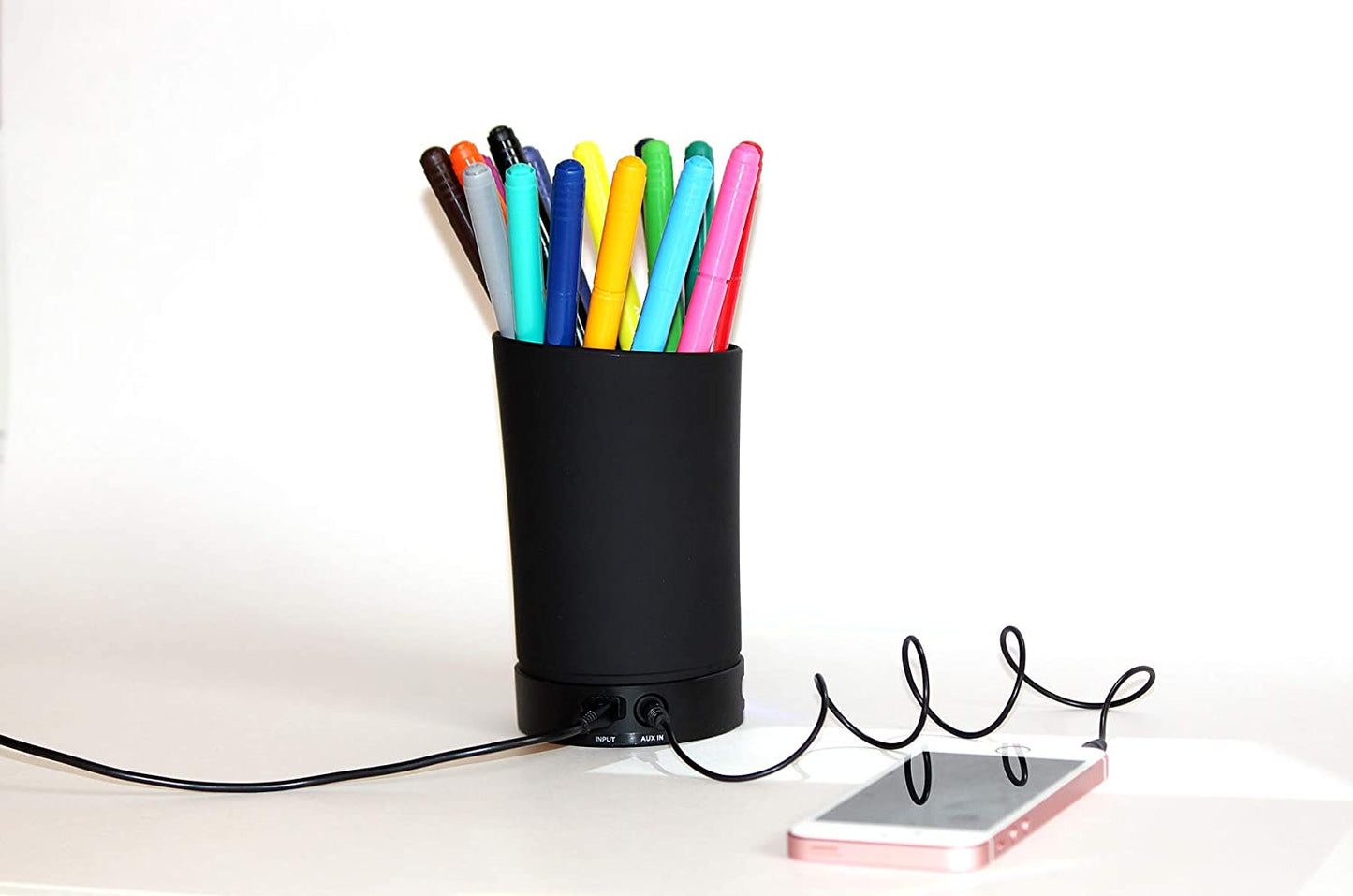 OfficeWorks All in One Pencil Cup Speaker with Dual Port USB Hub