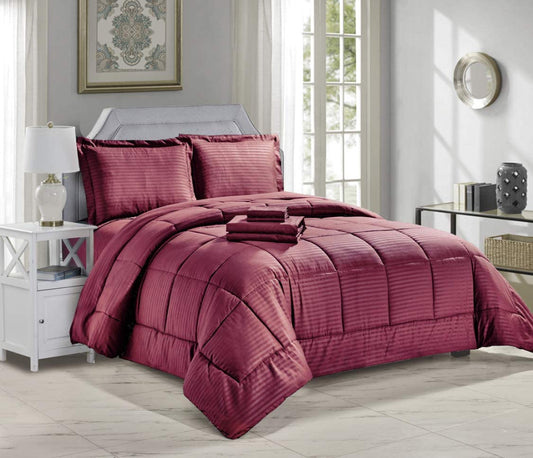 Décor&More Home Essentials 8 Piece Embossed Stripe Bed in a Bag