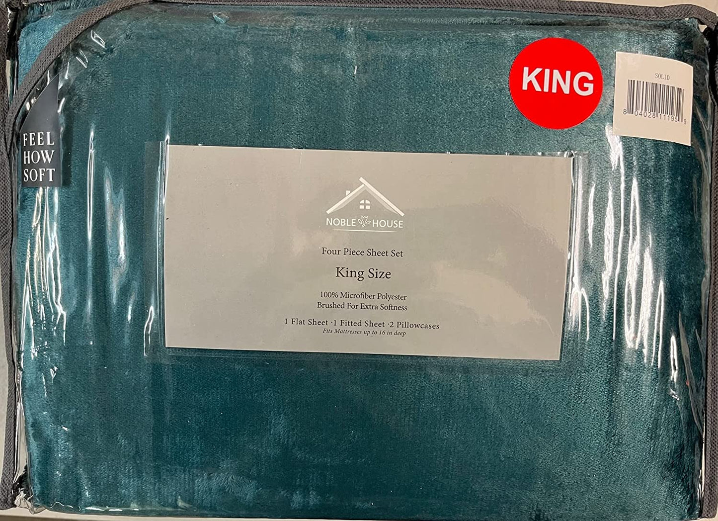 Luxury Elegance 4 Piece King Size Extra Soft Velvet Touch Microplush Sheet Set - Teal