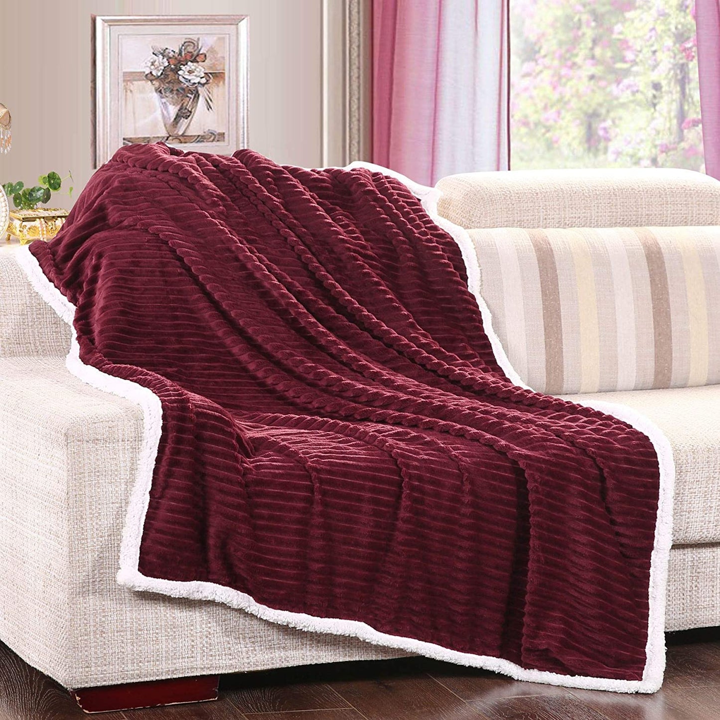 Décor&More Home Essentials Corduroy Sherpa Throw