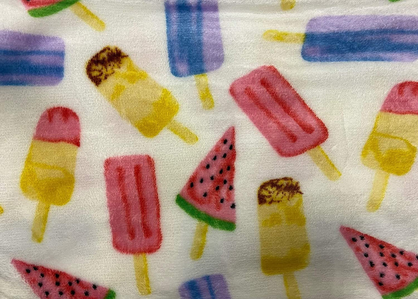 Summertime Fun by Decor&More Extra Soft Throw Blanket (50" x 60") - Ice Cream, Popsicles & Watermelon for Boys and Girls and Kids of Any Age