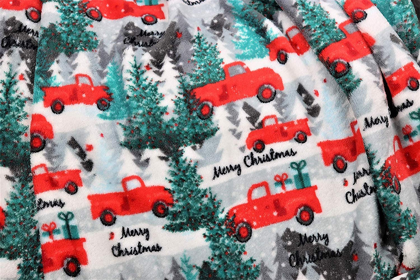 Décor&More Festive Holiday Microplush Throw Blanket (50" x 60") - Christmas Pickup Truck Blanket - Cozy Red Truck Christmas Blanket