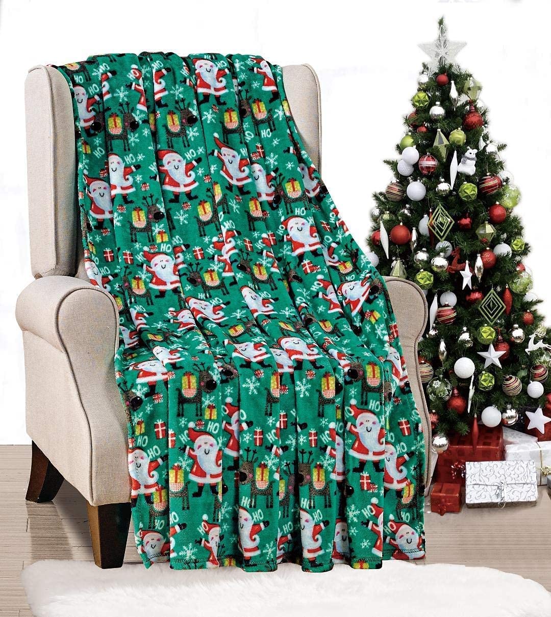 NobleHouse Velvet Touch Holiday Throw Fleece Blanket (50" x 60")