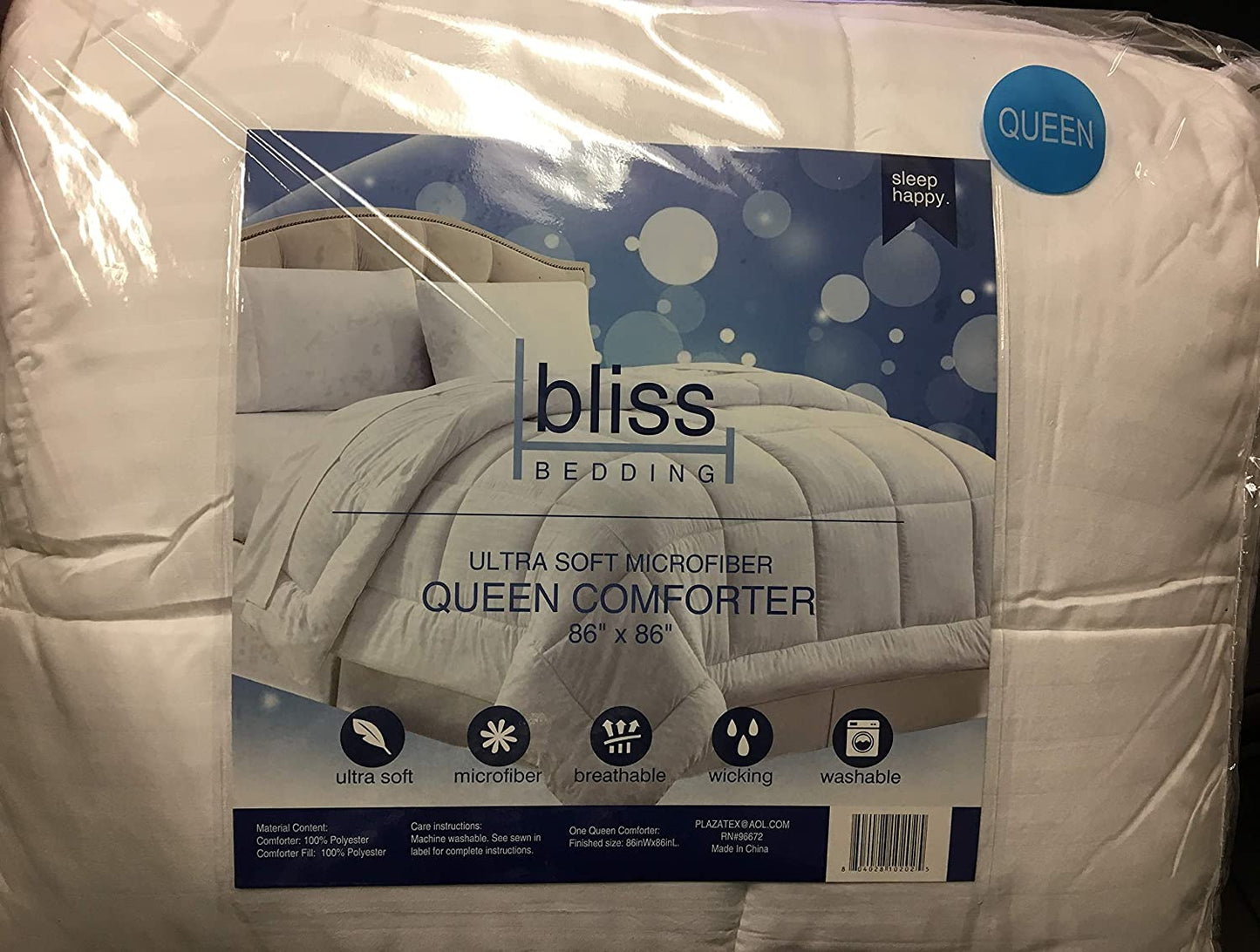 Decor&More Home Essentials Full/Queen Size Reversible Down Alternative Embossed Stripe Comforter (86" x 86") - White