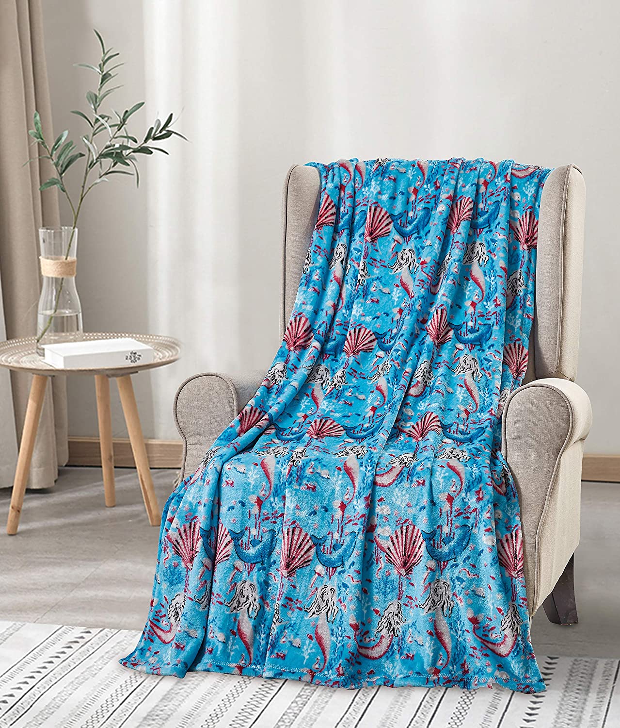 Décor&More Under The Sea Collection Microplush Throw Blanket (50" x 60") - Mermaid Paradise