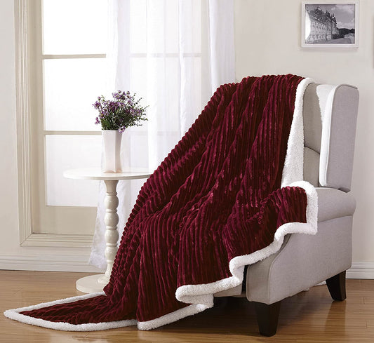 Décor&More Ultra Lush Reversible Sherpa Corduroy Throw Blanket (50" x 60")