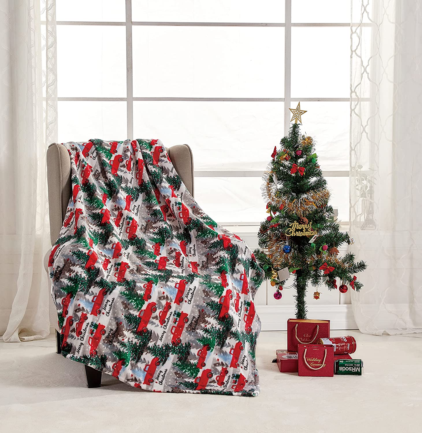 Christmas tree throw discount blanket