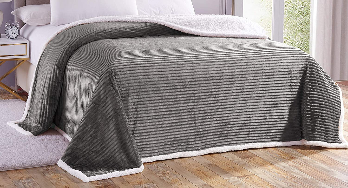 Décor&More Home Essentials Corduroy Sherpa Blanket