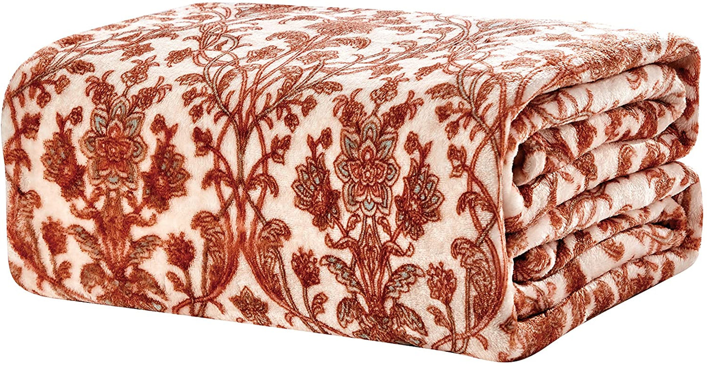 Floral Vine Luxe Plush Holiday Twin Size Blanket (60" x 90")