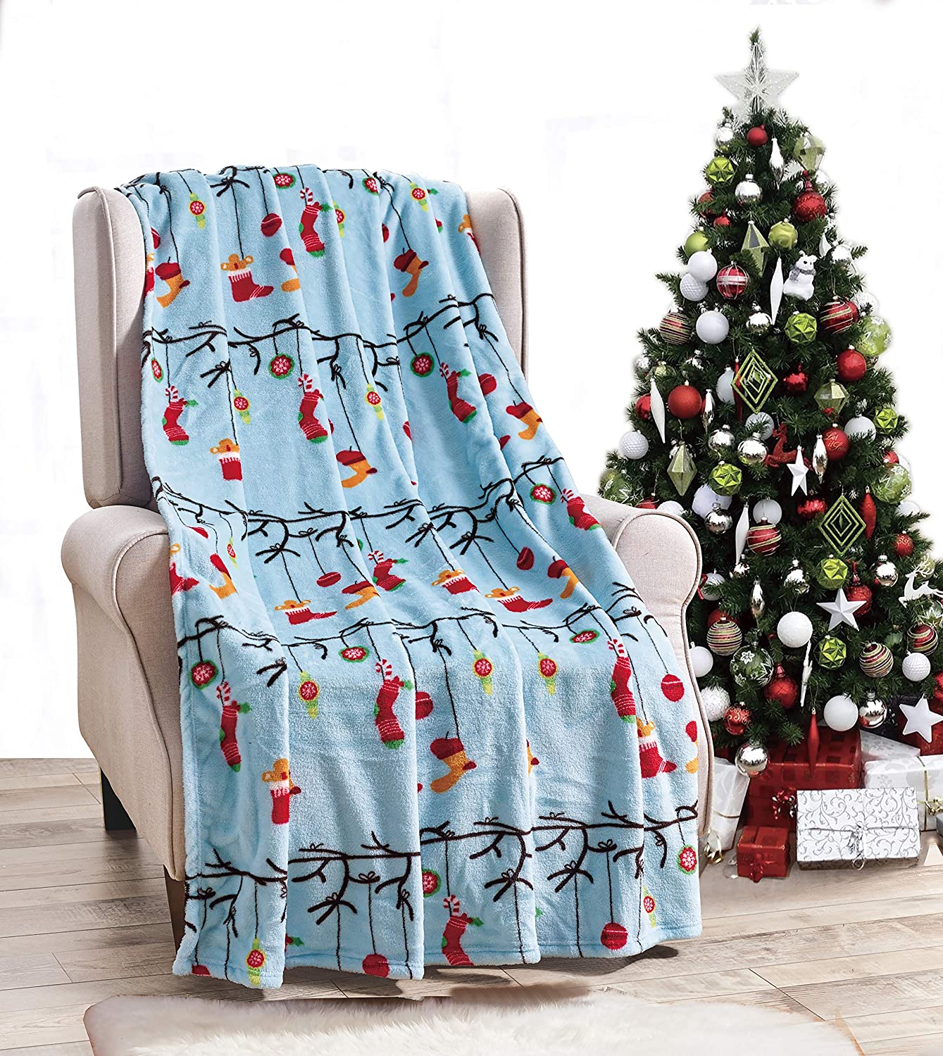 NobleHouse Velvet Touch Holiday Throw Fleece Blanket (50" x 60")