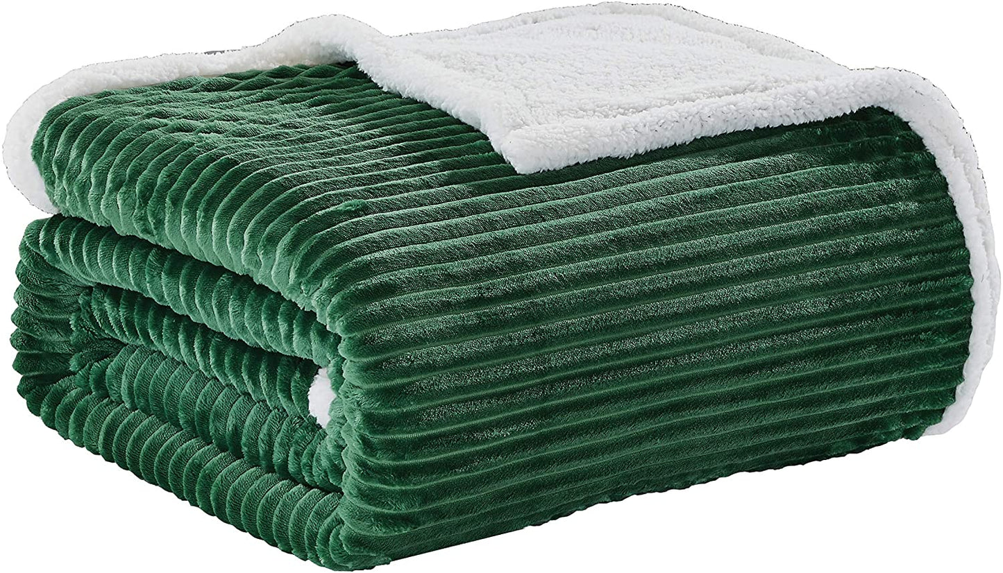 Décor&More Home Essentials Corduroy Sherpa Blanket - Green