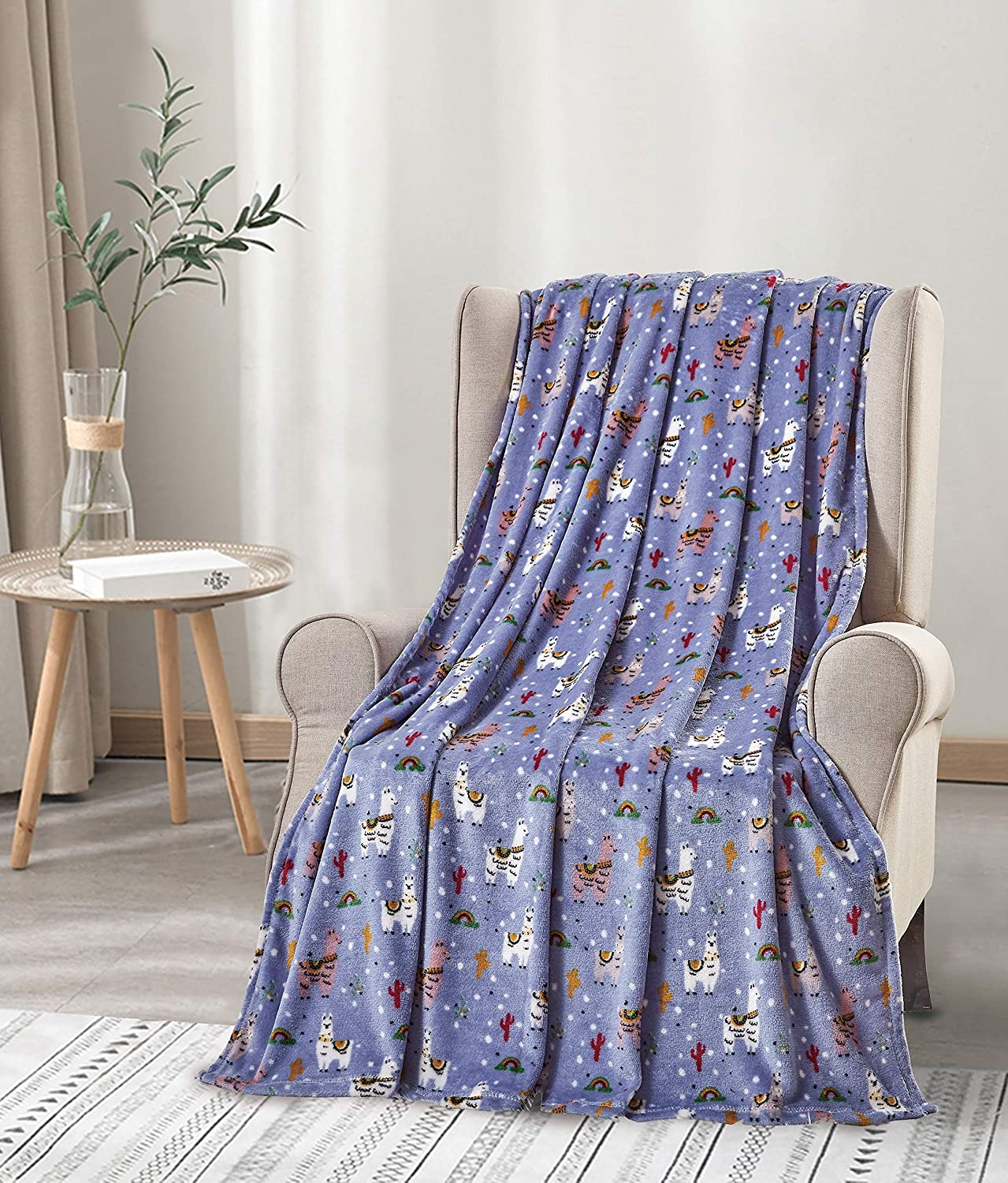 Décor&More Whimsy Collection Microplush Llama Blanket (50" x 60") - Llama Llama Throw Blanket