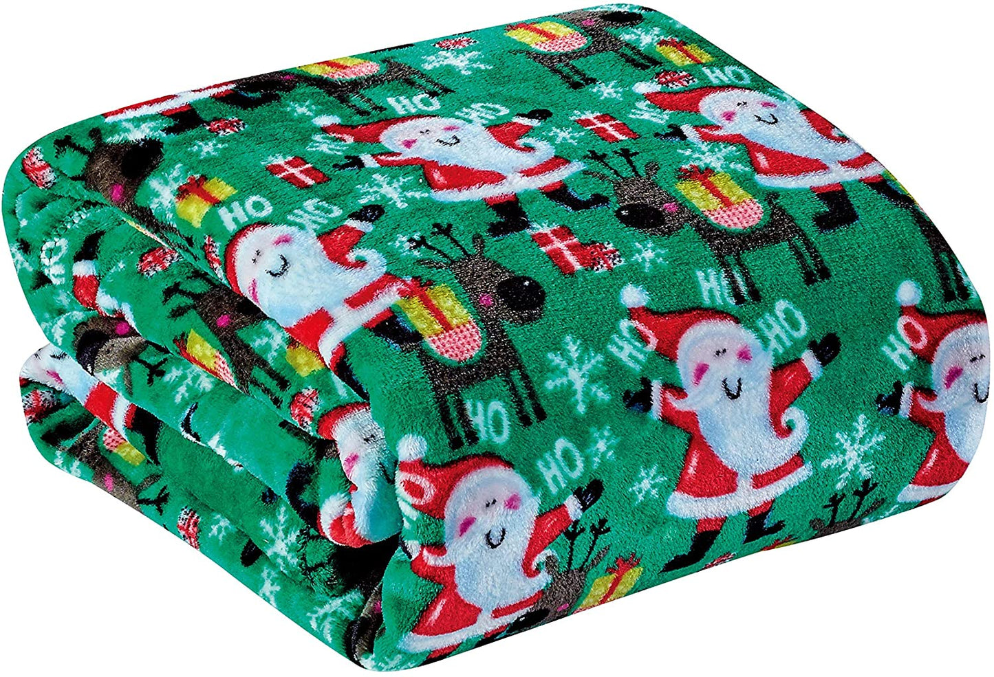 Décor&More Ho Ho Ho Merry Christmas Collection Microplush Holiday Throw Blanket (60" x 50") - Santa