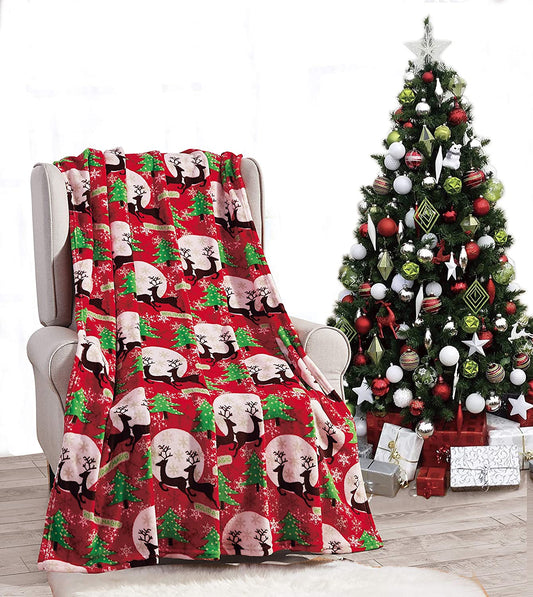 Décor&More Festive Holiday Microplush Throw Blanket (50" x 60") - Holiday Magic