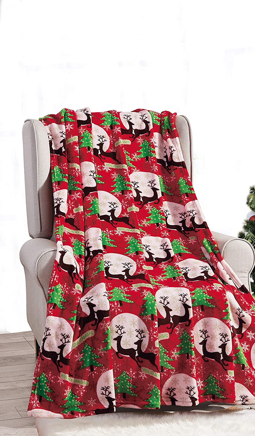 Décor&More Festive Holiday Microplush Throw Blanket (50" x 60") - Holiday Magic