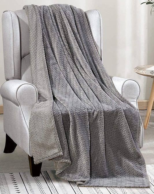 Decor&More Noble House Extra Heavy Chevron Braided Throw Blanket (50" x 60") - Grey