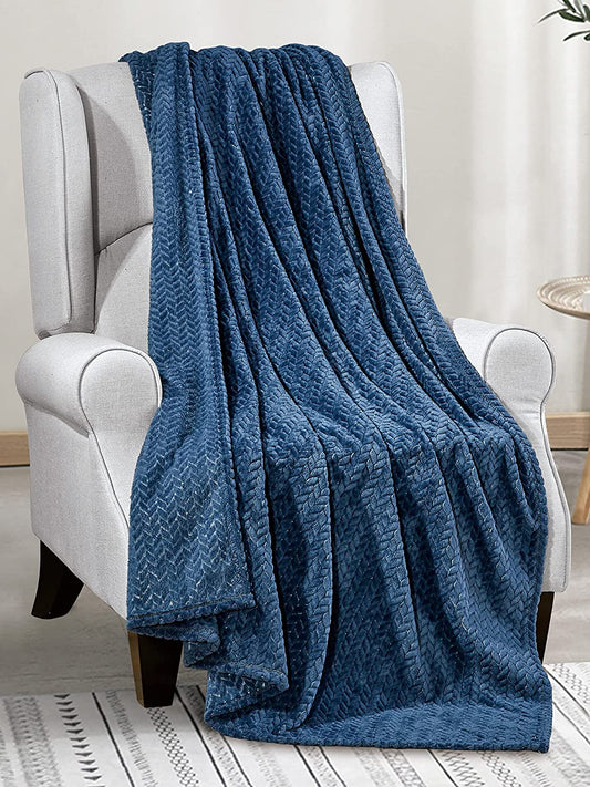 Decor&More Noble House Extra Heavy Chevron Braided Throw Blanket (50" x 60") - Blue