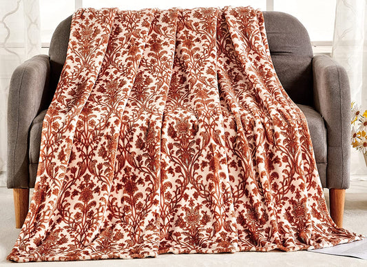 Floral Vine Luxe Plush Holiday Twin Size Blanket (60" x 90")