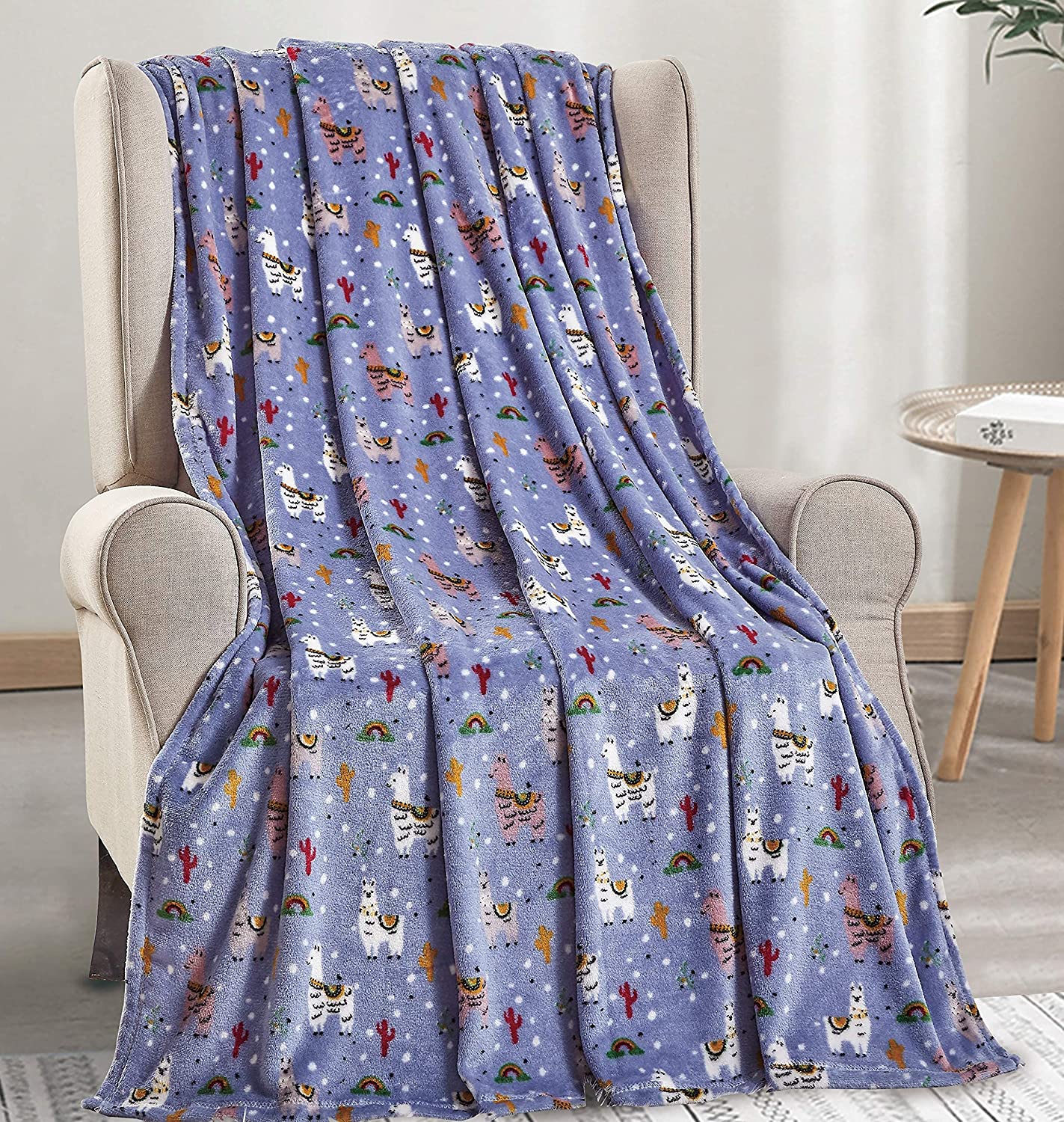 Décor&More Whimsy Collection Microplush Llama Blanket (50" x 60") - Llama Llama Throw Blanket